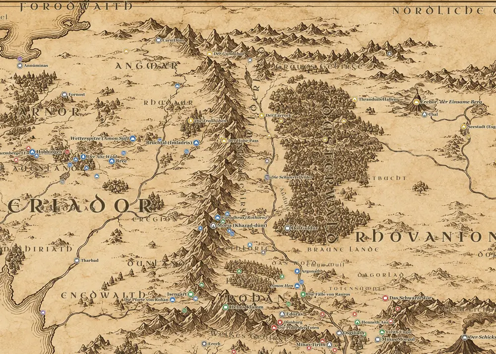 Bilbos Reise zum Erebor auf der Karte von Mittelerde
