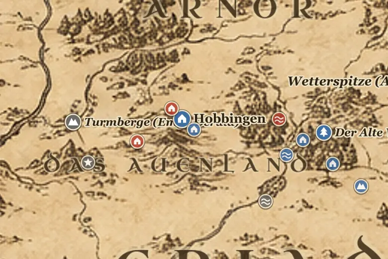 Wasserau auf der Karte von Mittelerde