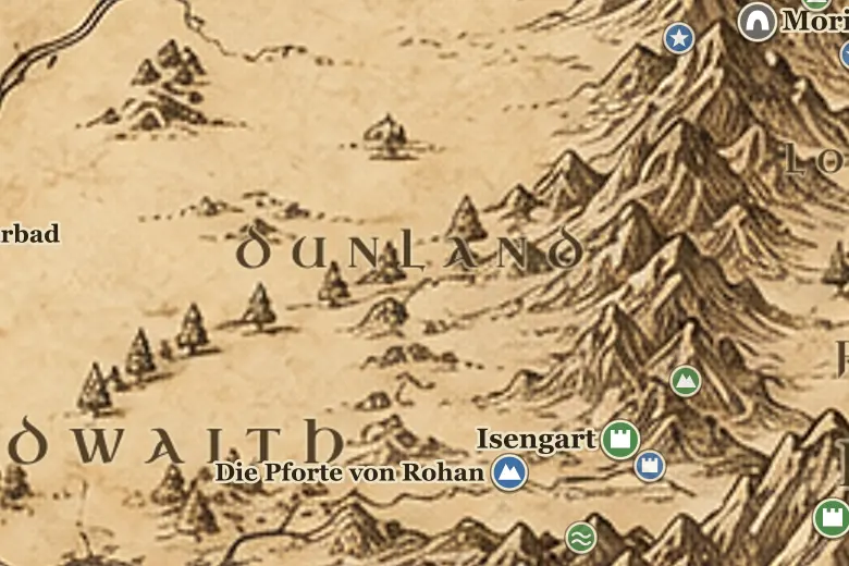 Dunland auf der Karte von Mittelerde