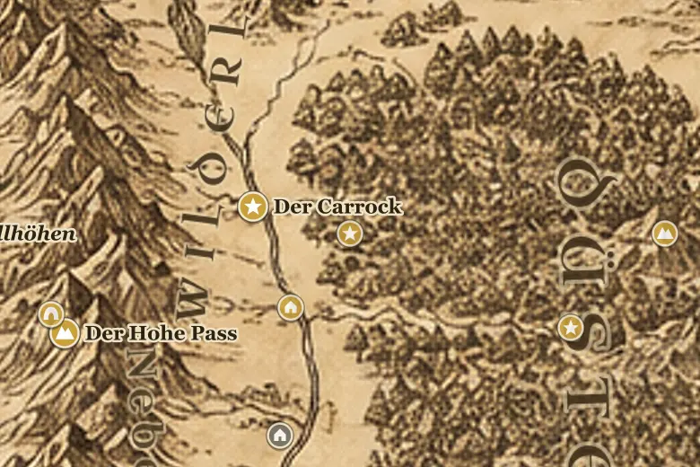 Das Waldtor auf der Karte von Mittelerde