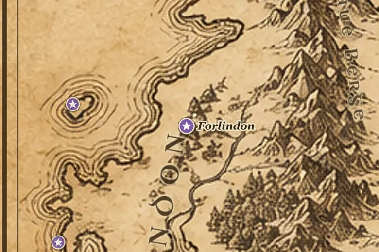 Forlindon auf der Karte von Mittelerde
