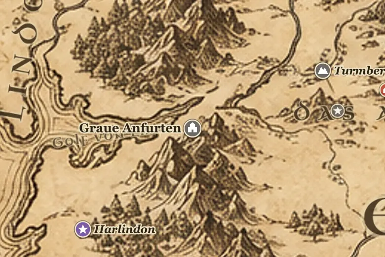 Graue Anfurten auf der Karte von Mittelerde