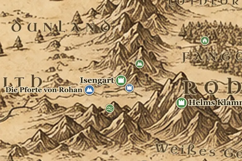 Isengart auf der Karte von Mittelerde