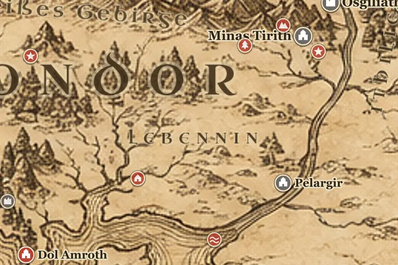 Lebennin auf der Karte von Mittelerde