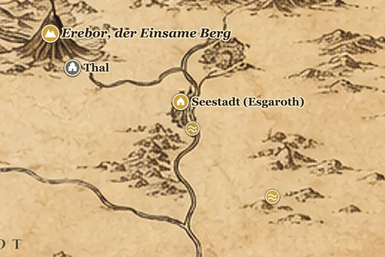 Der Lange See auf der Karte von Mittelerde