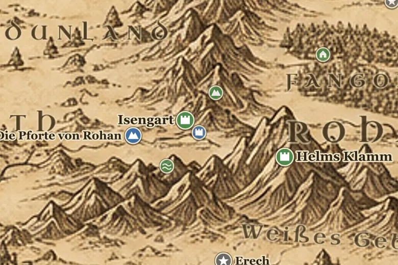 Orthanc auf der Karte von Mittelerde