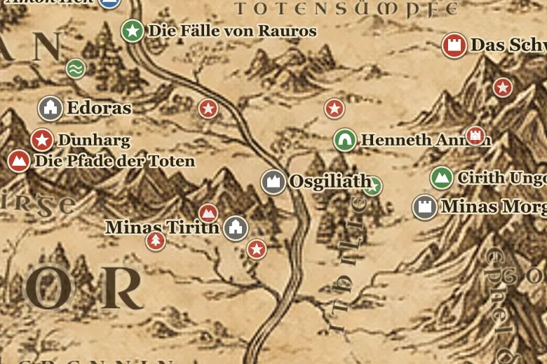 Osgiliath auf der Karte von Mittelerde