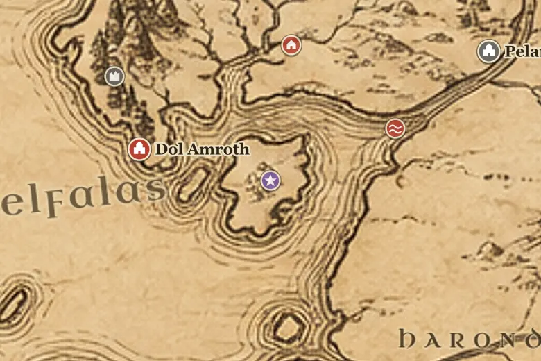 Tolfalas auf der Karte von Mittelerde