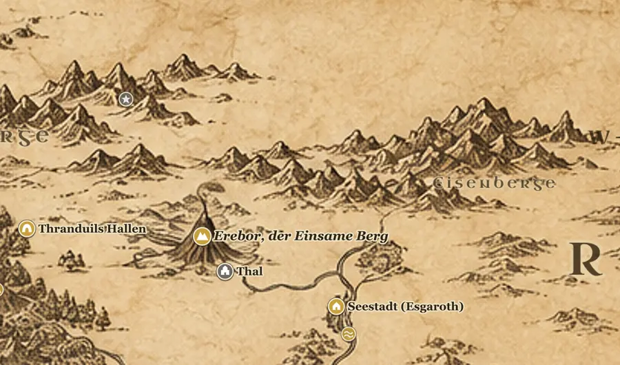 Thal und Erebor auf der Karte von Mittelerde