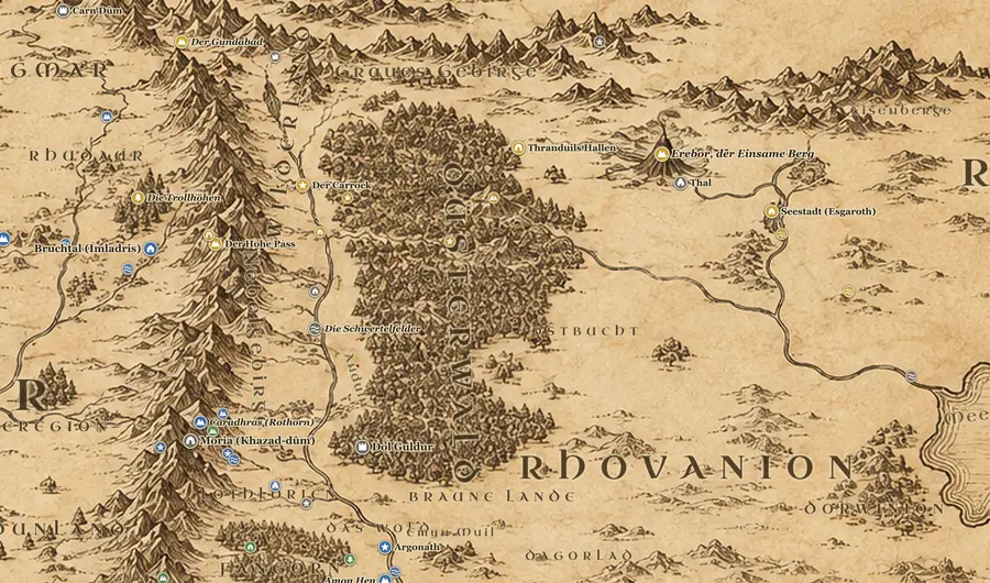 Rhovanion auf der Karte von Mittelerde