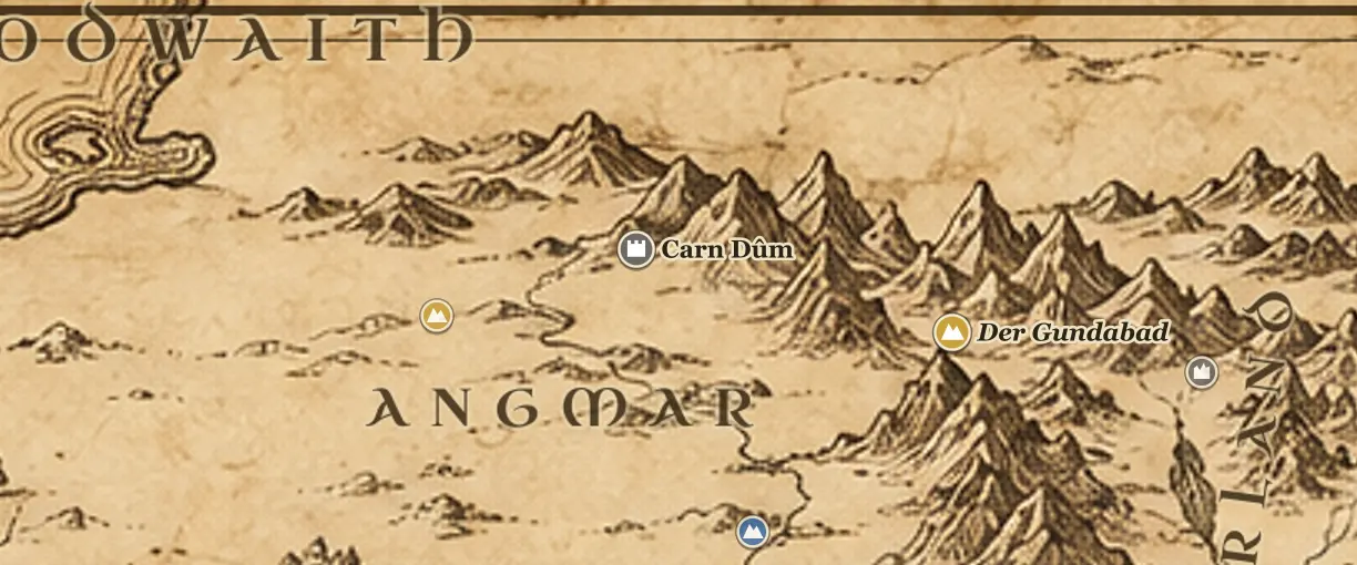 Angmar auf der Karte von Mittelerde