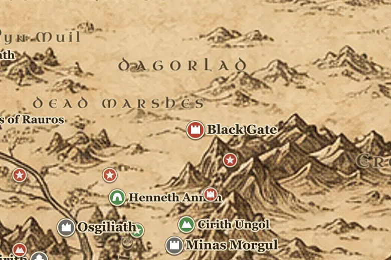 Black Gate on the map of Middle-earth
