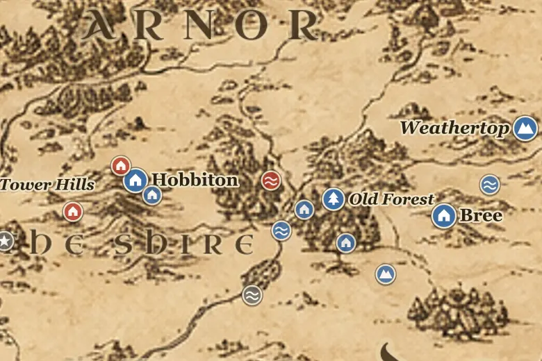 Brandywine Bridge on the map of Middle-earth