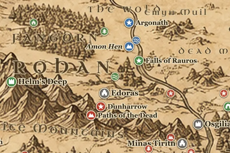 Entwash on the map of Middle-earth