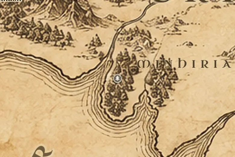 Eryn Vorn on the map of Middle-earth