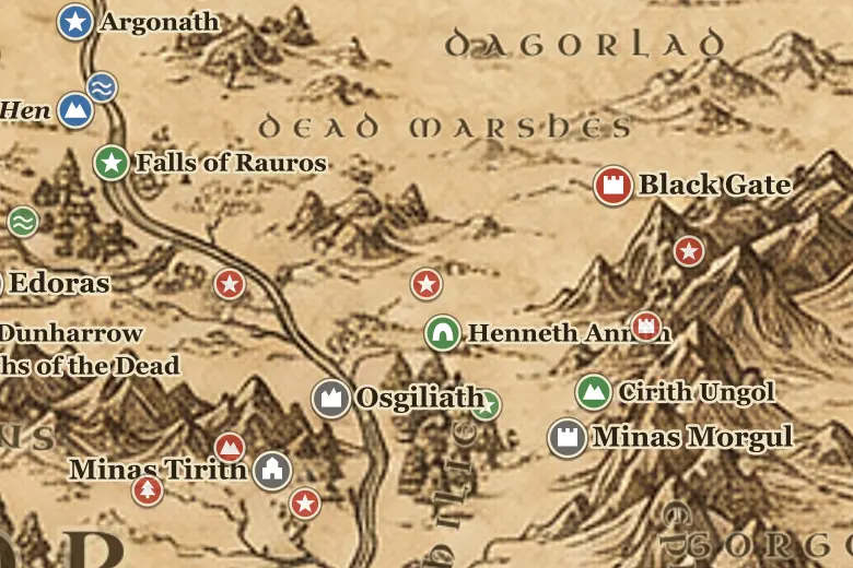 Field of Cormallen on the map of Middle-earth