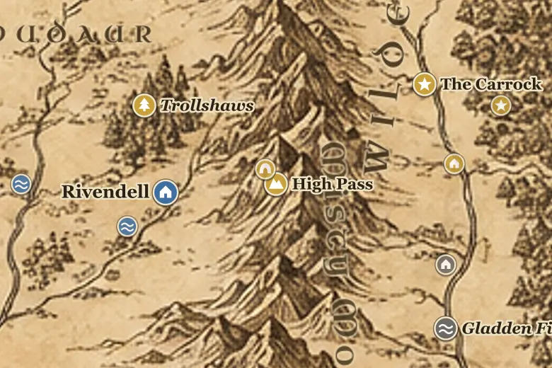 High Pass on the map of Middle-earth