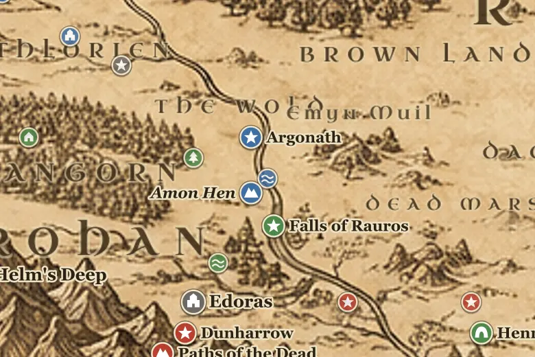 Nen Hithoel on the map of Middle-earth