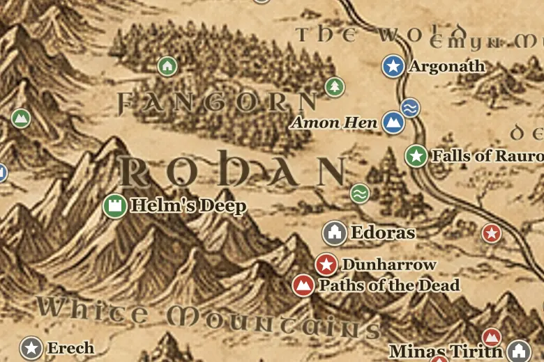 Rohan on the map of Middle-earth