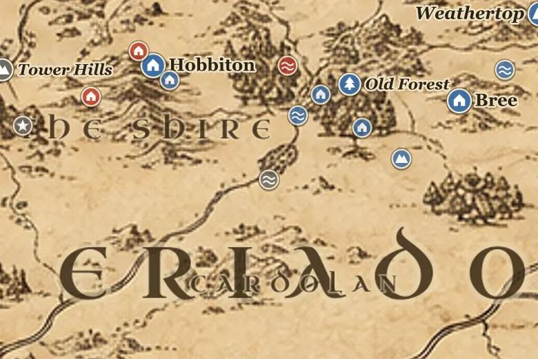 Sarn Ford on the map of Middle-earth