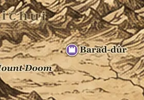 Barad-dûr on the map of Middle-earth