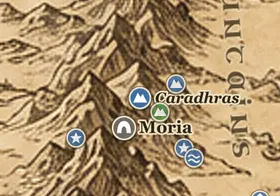 Caradhras on the map of Middle-earth