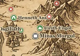 Cirith Ungol on the map of Middle-earth