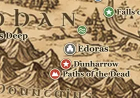 Edoras on the map of Middle-earth