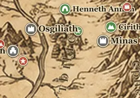 Ithilien on the map of Middle-earth