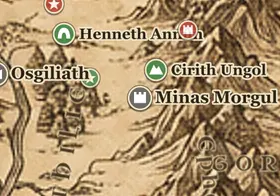 Minas Morgul on the map of Middle-earth