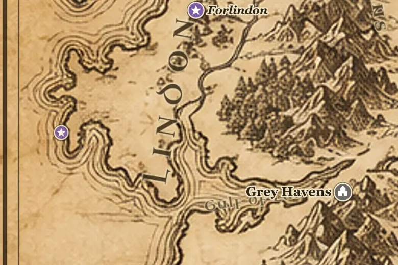Tol Morwen on the map of Middle-earth