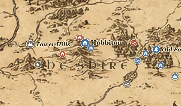 The Shire on the map of Middle-earth