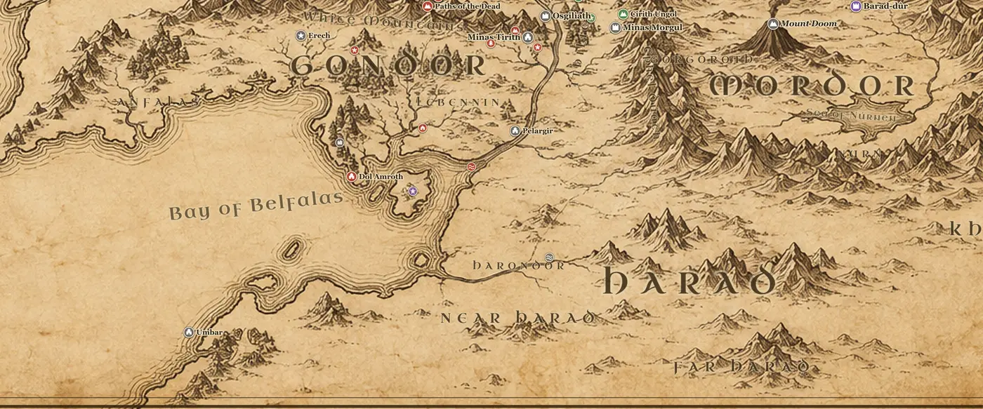 Harad on the map of Middle-earth