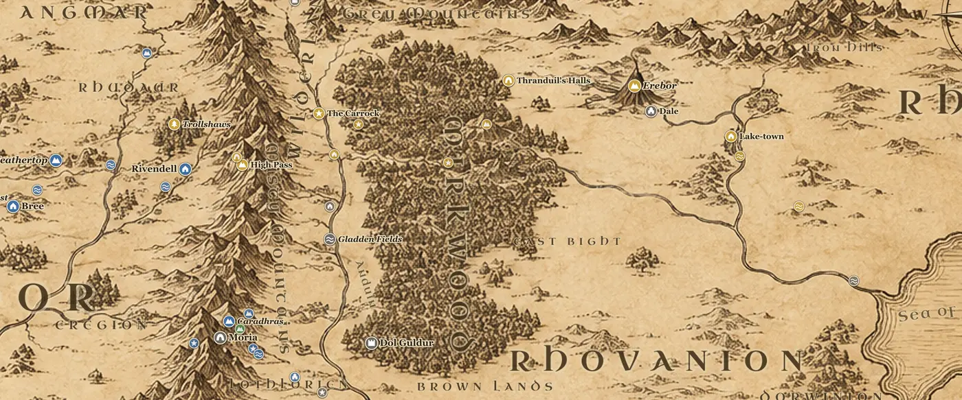 Mirkwood on the map of Middle-earth