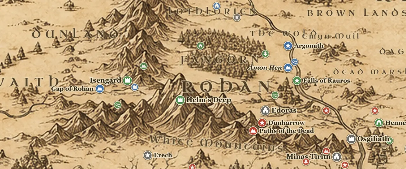 Rohan on the map of Middle-earth