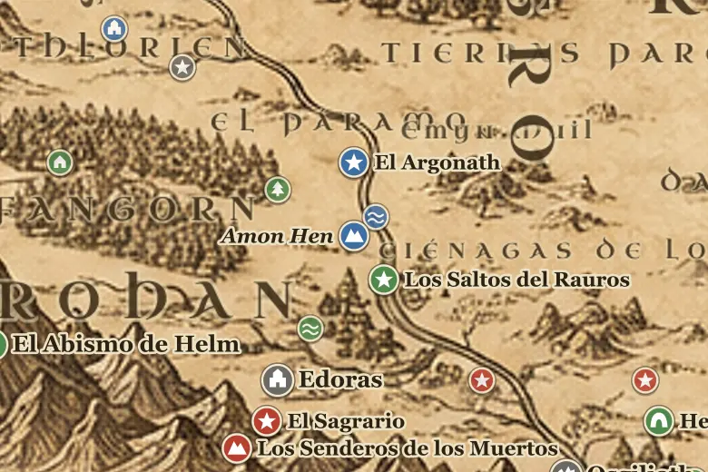 Amon Hen en el mapa de la Tierra Media