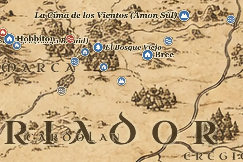 Las Quebradas de los Túmulos en el mapa de la Tierra Media