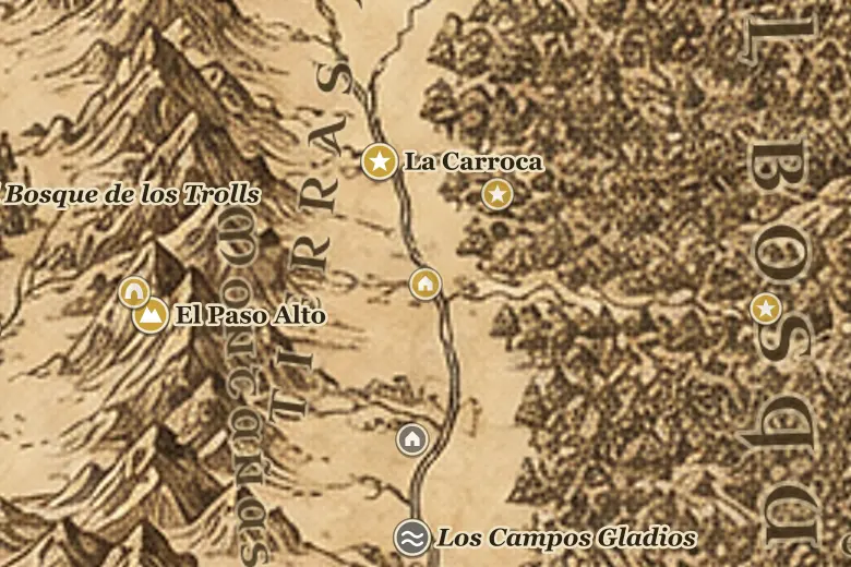 La Casa de Beorn en el mapa de la Tierra Media