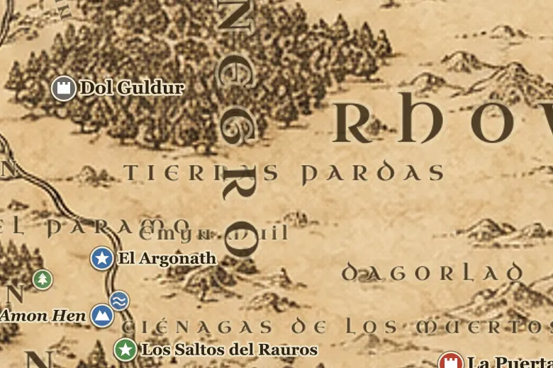 Las Tierras Pardas en el mapa de la Tierra Media