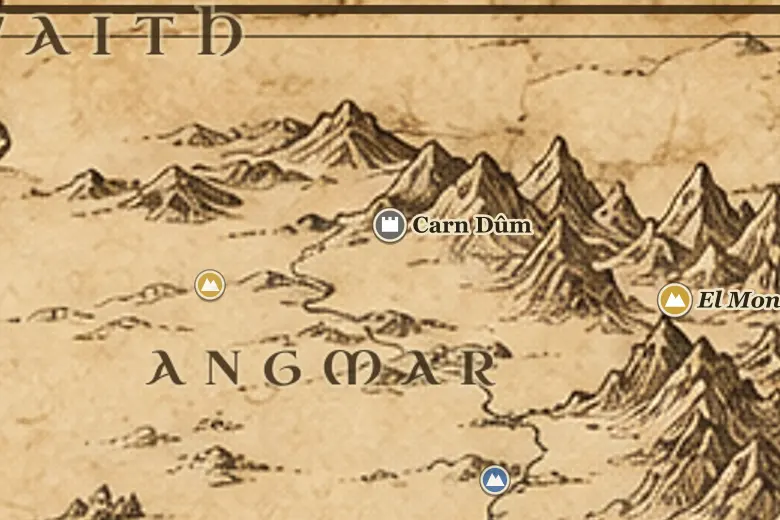 Carn Dûm en el mapa de la Tierra Media