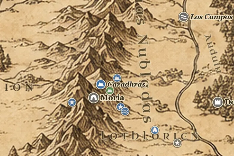 Fanuidhol en el mapa de la Tierra Media