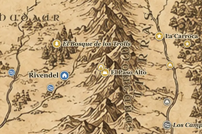 La Ciudad de los Trasgos en el mapa de la Tierra Media