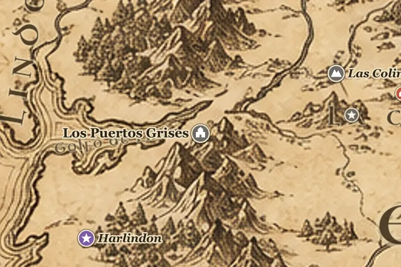 Los Puertos Grises en el mapa de la Tierra Media