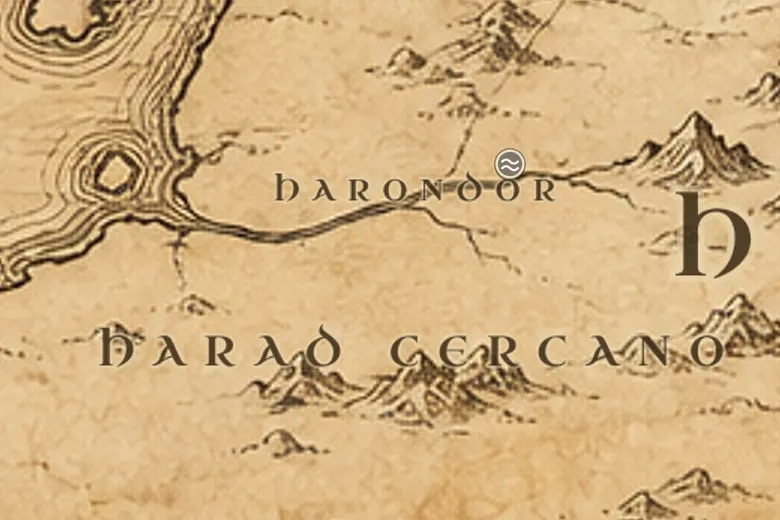 Harondor (Gondor del Sur) en el mapa de la Tierra Media