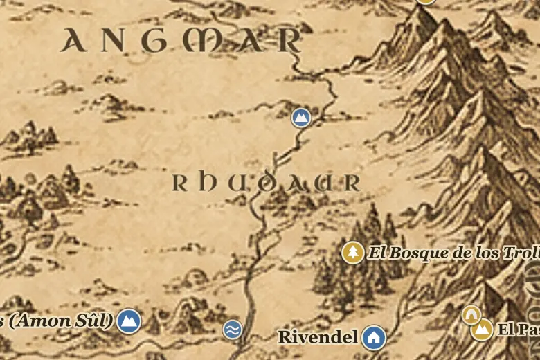 Rhudaur en el mapa de la Tierra Media