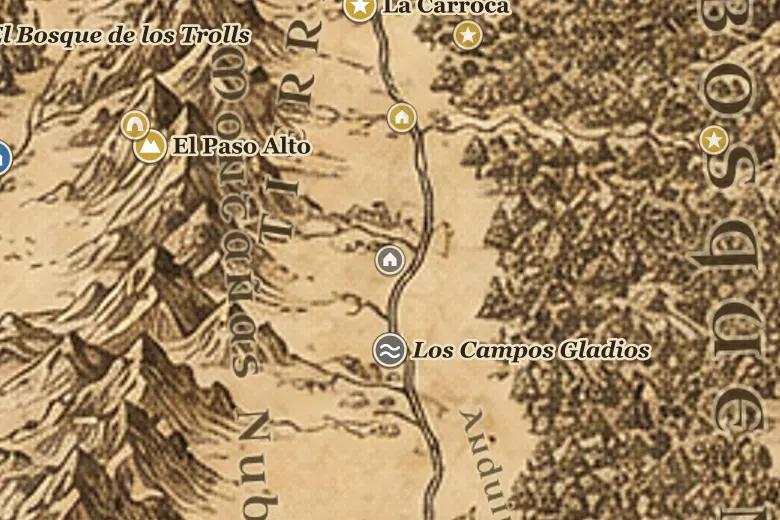 El Pueblo del Río en el mapa de la Tierra Media