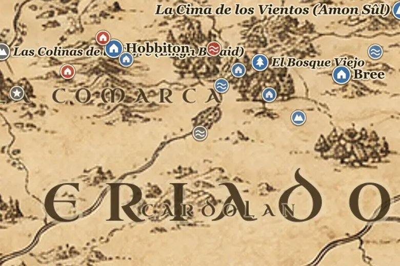 El Vado de Sarn en el mapa de la Tierra Media