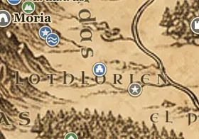 Caras Galadhon en el mapa de la Tierra Media