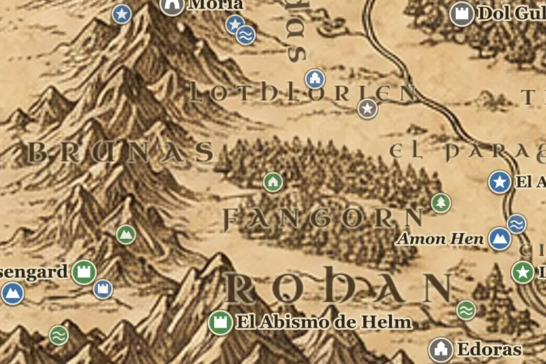 Manadero en el mapa de la Tierra Media
