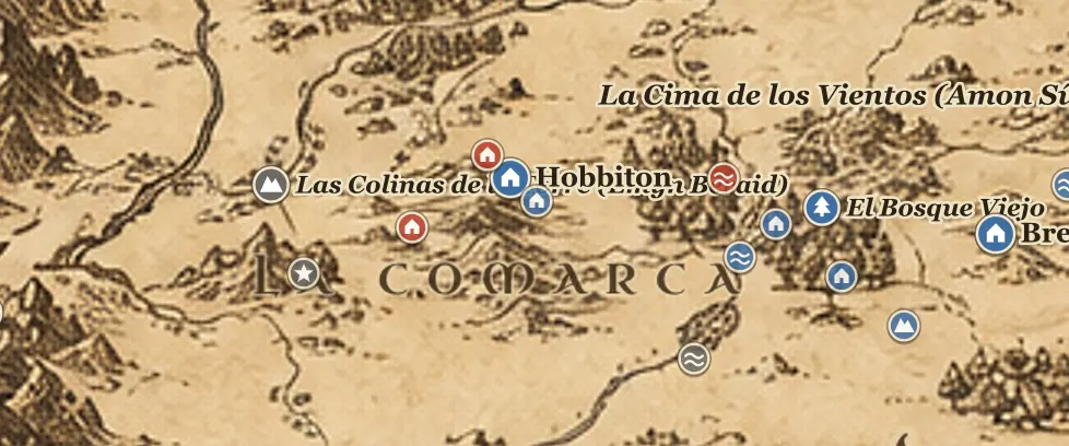 La Comarca en el mapa de la Tierra Media